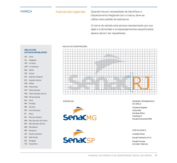exemplo de assinatura da marca - imagem retirada da página de marca do manual de marca do SENAC