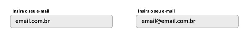 imagem ilustrativa com dois campos de formulários apresentando a forma incorreta de validação em uma versão sem cores