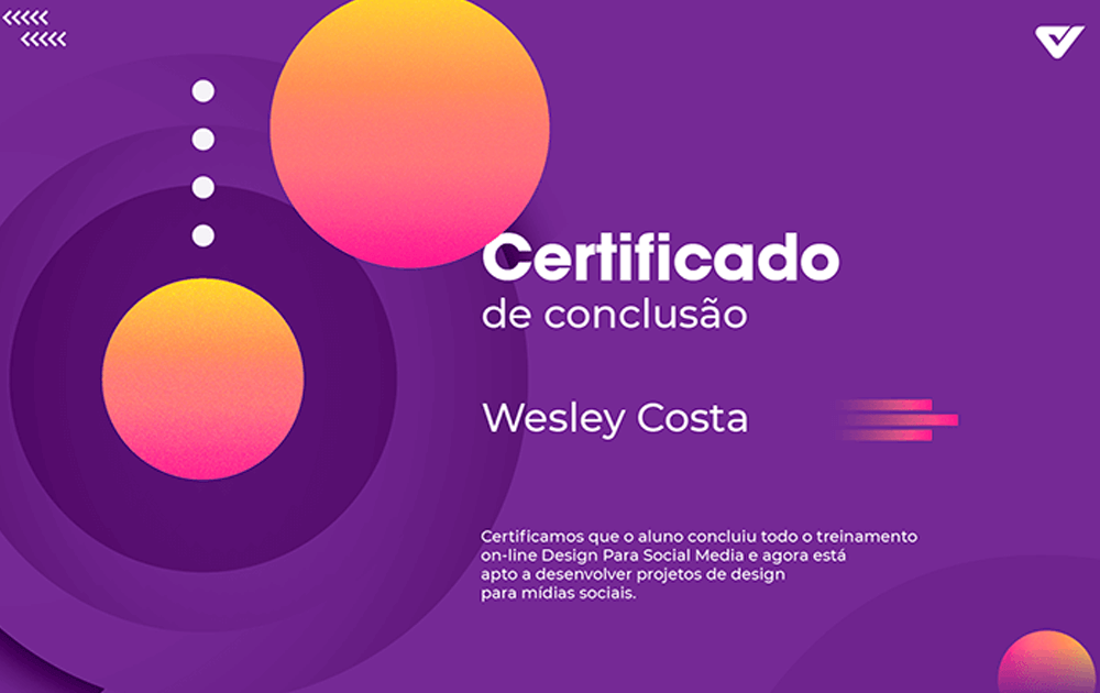 Curso Social Media Design - certificado do curso