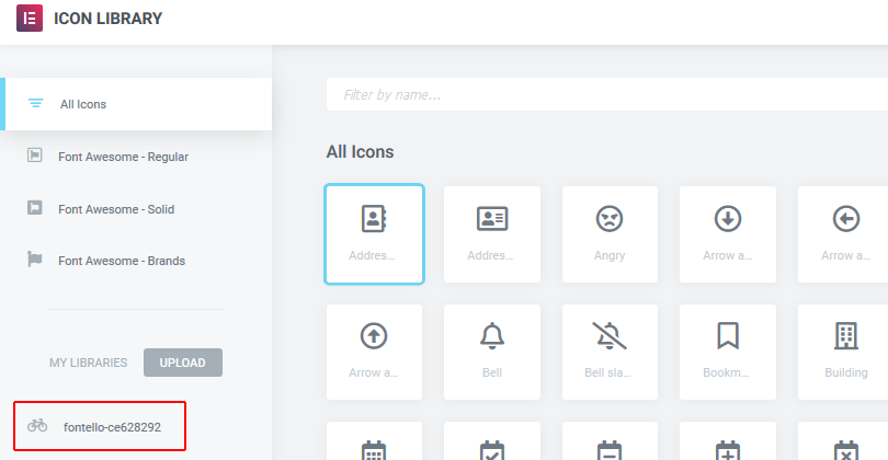 icon library fonte personalizada